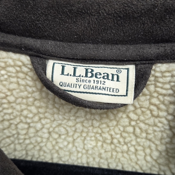 LL Bean Chore Barn Coat Mens Brown Faux Suede Sherpa Lined Jacket Size XL Tall - Picture 6 of 8